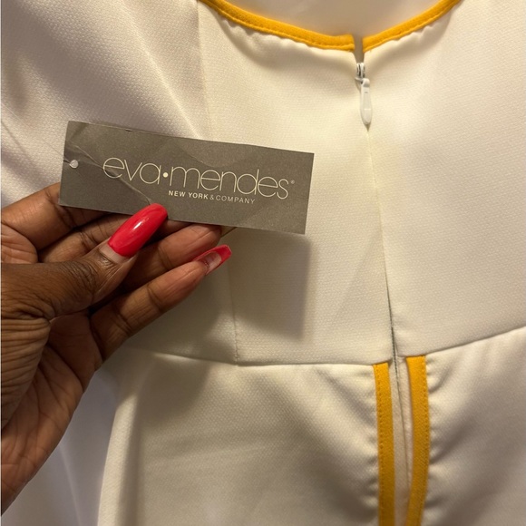 New York & Company White Dress with Yellow Accents - Picture 3 of 4